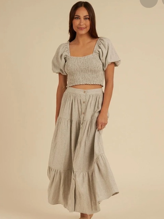 Rylee + Cru Dresses & Skirts - Green gingham set